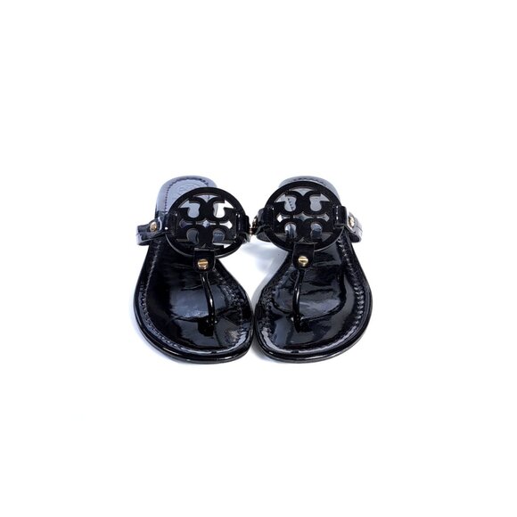 Tory Burch MILLER PATENT SANDAL Black Slip Ons 8.5 - Picture 1 of 6
